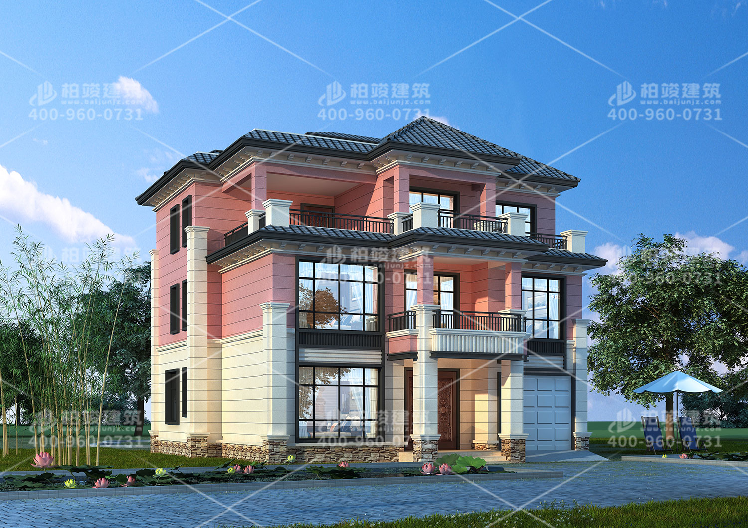 三層自建別墅設(shè)計圖，帶陽臺欣賞夜晚的美麗。
