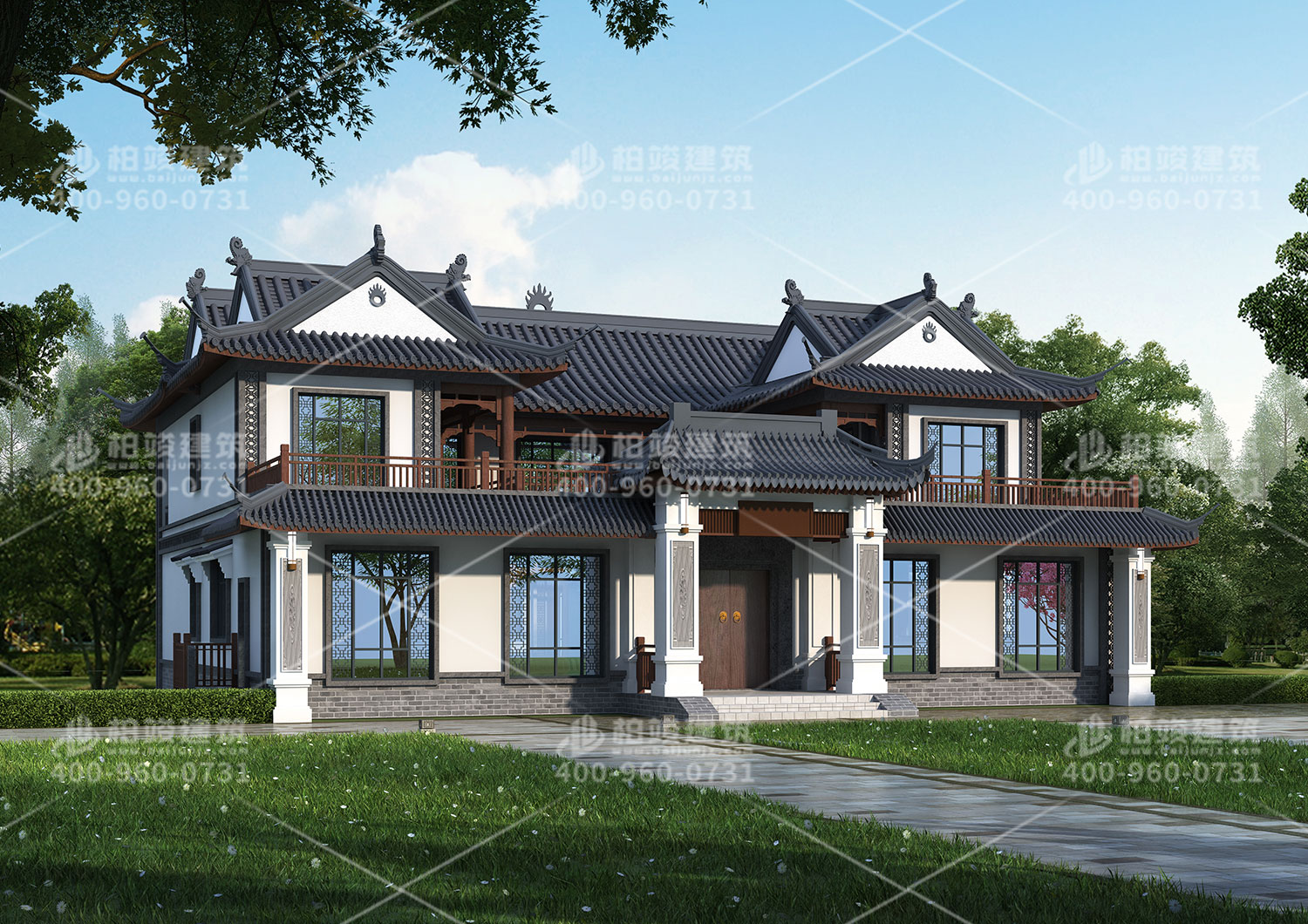 中式二層別墅設(shè)計，外觀漂亮還實(shí)用。