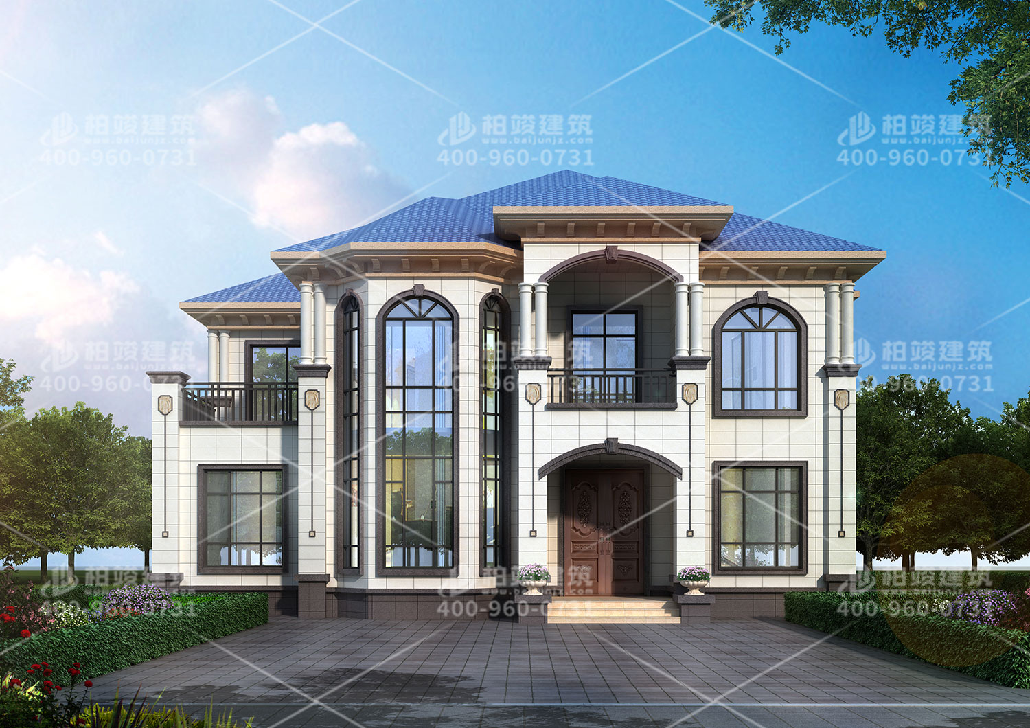 二層樓房設(shè)計(jì)，帶羅馬柱經(jīng)典歐式