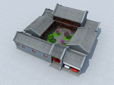 中式四合院設(shè)計(jì)圖，二層占地480平。