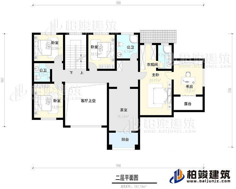 二層：4臥室，陽臺(tái)，露臺(tái) ，衣帽間，書房，內(nèi)衛(wèi)，公衛(wèi) ，茶室