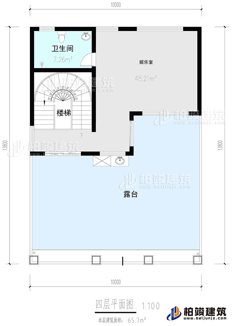 四層:娛樂室，公衛(wèi)，樓梯，露臺