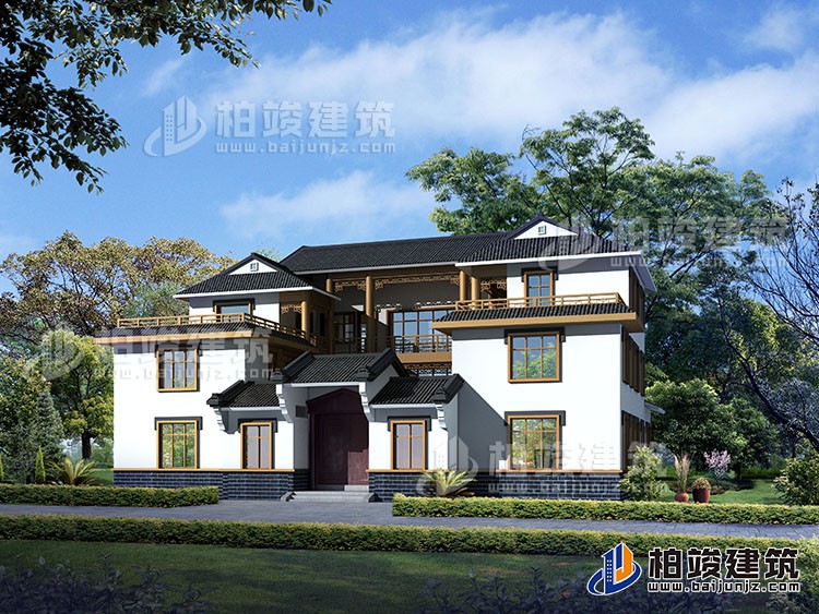 豪華新中式四合院別墅設(shè)計(jì)圖、施工圖 造價(jià)40萬BZ354-新中式風(fēng)格