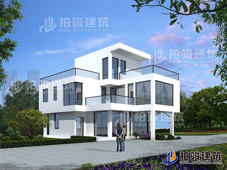 三層簡潔現(xiàn)代風格農村別墅設計圖 施工圖紙全套BZ357-現(xiàn)代風格
