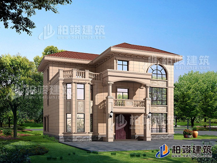 農(nóng)村三層樓房設(shè)計(jì)圖及效果圖，復(fù)式框架結(jié)構(gòu)BZ378-簡(jiǎn)歐風(fēng)格
