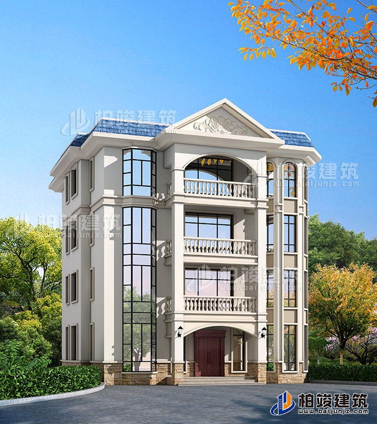 四層豪華歐式別墅自建樓房設(shè)計(jì)圖紙，帶效果圖和全套施工圖BZ407-簡歐風(fēng)格