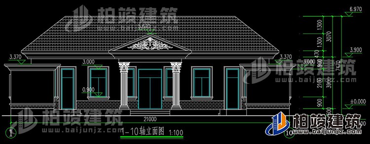 農(nóng)村蓋房設(shè)計大全一層房子的設(shè)計圖紙，帶漂亮的小院子BZ116-簡歐風(fēng)格