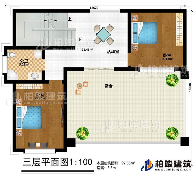 三層：活動室、2臥室、公衛(wèi)、露臺