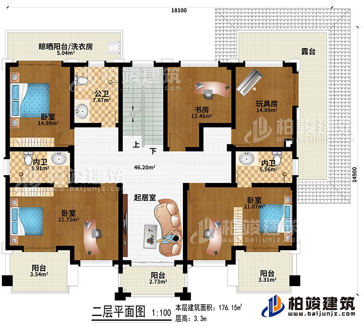 新款農(nóng)村四層別墅設(shè)計圖紙及效果圖，外立面清新別致BZ412-新中式風格