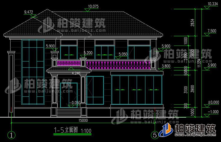 農(nóng)村25萬(wàn)別墅款式二層自建房設(shè)計(jì)圖，外觀簡(jiǎn)約大氣BZ2513-簡(jiǎn)歐風(fēng)格
