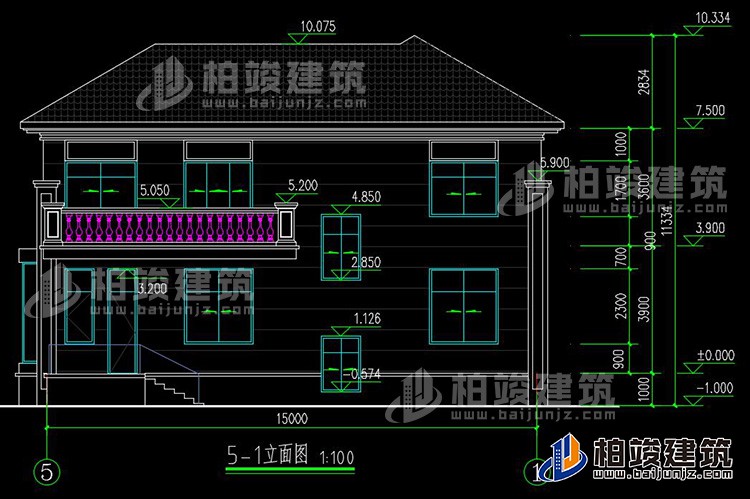 農(nóng)村25萬(wàn)別墅款式二層自建房設(shè)計(jì)圖，外觀簡(jiǎn)約大氣BZ2513-簡(jiǎn)歐風(fēng)格
