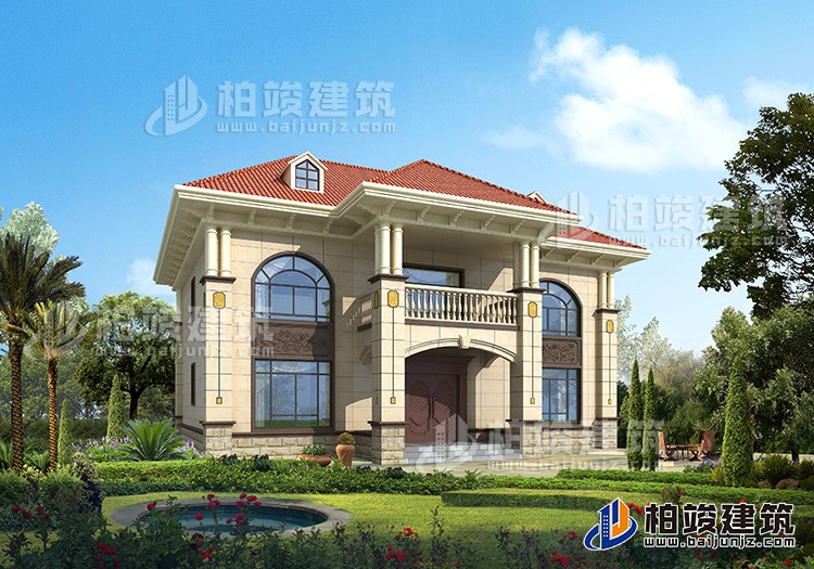 二層歐式復(fù)式小別墅設(shè)計(jì)方案，全套建筑設(shè)計(jì)圖紙BZ2518-簡歐風(fēng)格