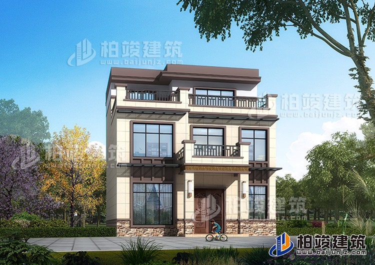 農(nóng)村三層120平米房屋設(shè)計(jì)圖及效果圖，造價(jià)20萬(wàn)BZ3515-新中式風(fēng)格