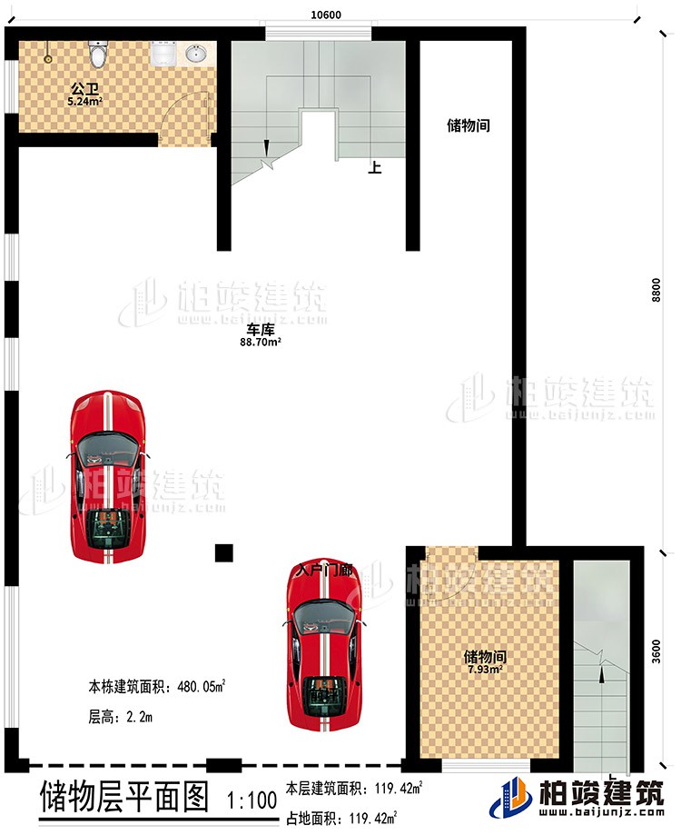 地下室：2儲(chǔ)物間、公衛(wèi)、車庫