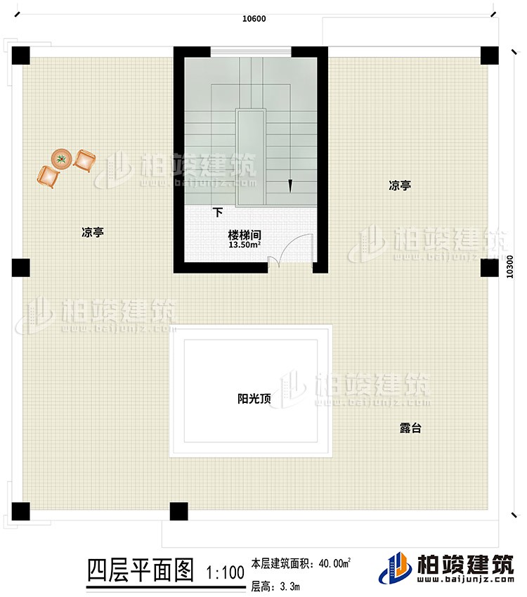 四層：樓梯間、2涼亭、露臺(tái)、陽光頂