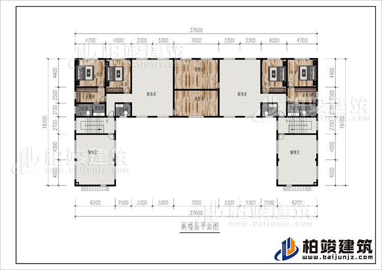 閣樓：2健身房、2攝影室、4臥室、2衣帽間、儲(chǔ)物室