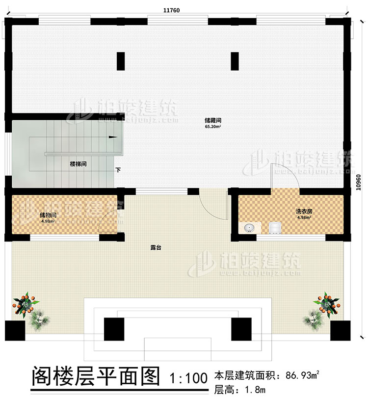 閣樓：2儲(chǔ)物間、樓梯間、洗衣房、露臺(tái)